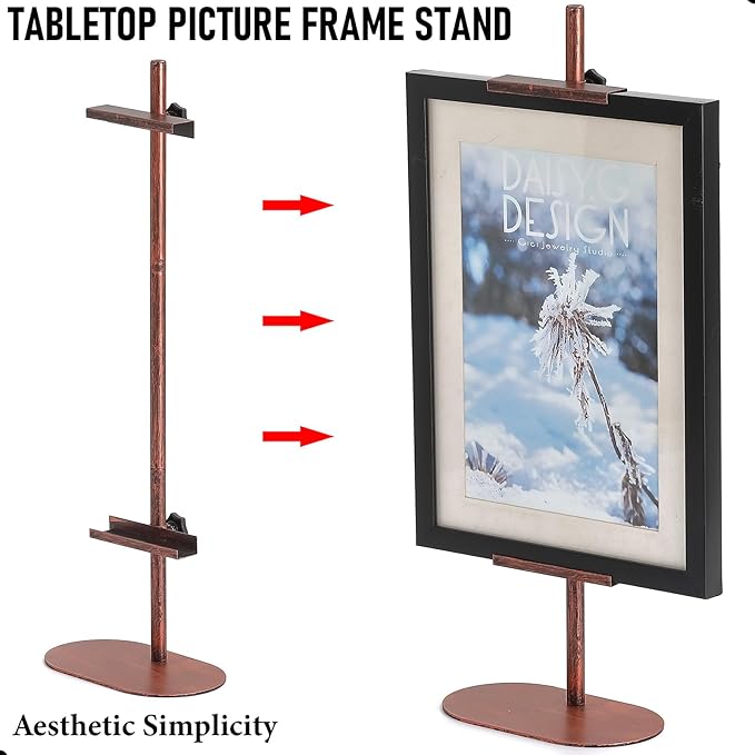 Adjustable Easel Stands for Display, Tabletop Easel Stand for Picture Frames up to 28", Antique Heavy Duty Sign Stand for Art Paintings Photos, Picture Easel with Base for Home Office Galleries