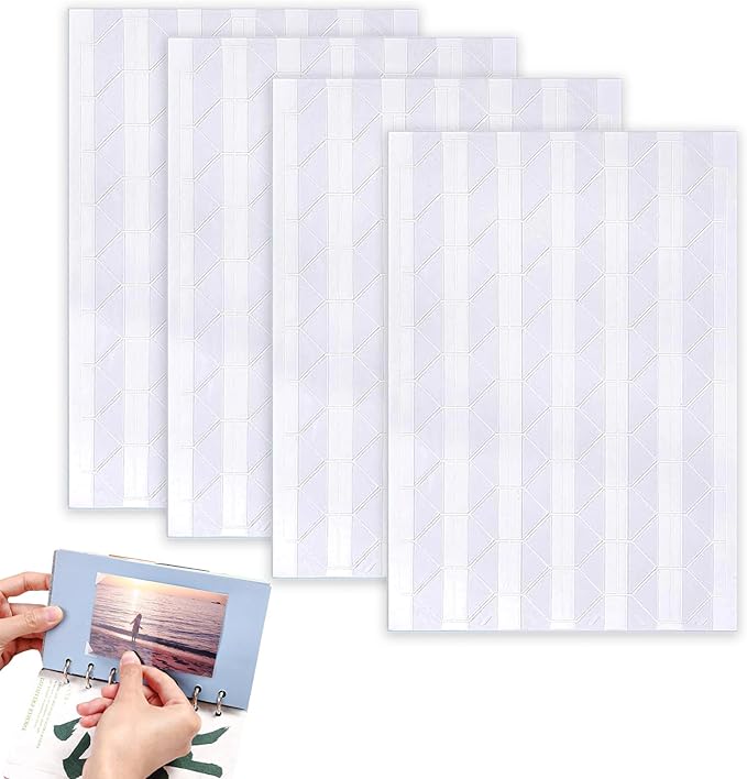 Photo Corners, Self Adhesive Photo Corners for Scrapbooking Clear Picture Mounting Corners Stickers for DIY Scrapbook, Album, Journal, Memory Books - Clear 408pcs, 4 Sheet