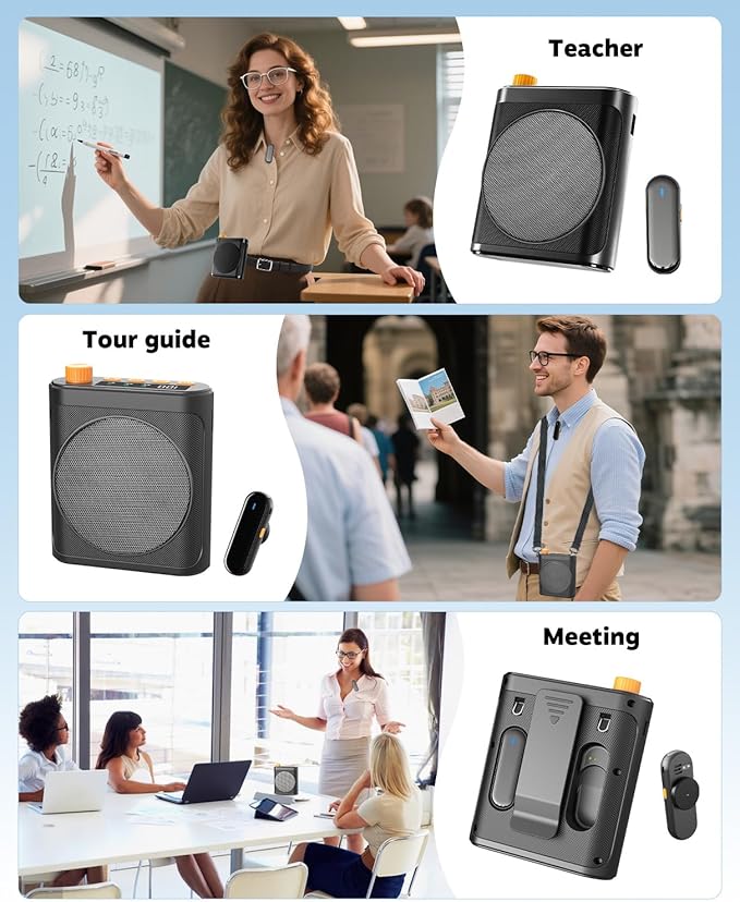 Tearstone Voice Amplifier for Teachers with Wireless Magnetic Lavalier Microphone, Bluetooth Portable Rechargeable Speaker, 2 Mics for Classroom, Meetings, Speeches, Outdoor (Black)
