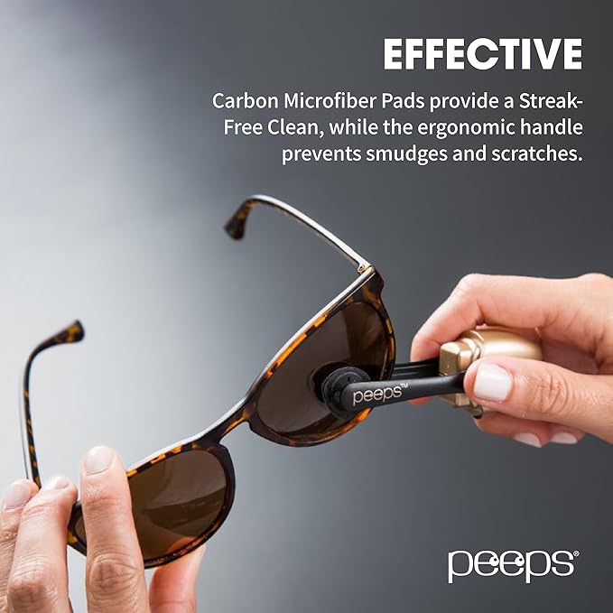 CarbonKlean Peeps Glasses Cleaner - for Eyeglasses, Reading Glasses, and More - Lens Cleaner with Carbon Microfiber Tech - Black - 3 Count