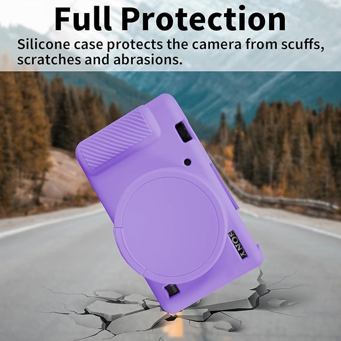 Camera Case for Sony ZV-1, ZV1 Camera Cover Silicone Camera Sleeve Body Skin Protective Case with Removable Lens Cap for Sony ZV 1 Digital Camera, Purple