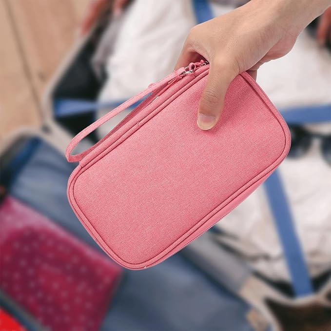 Electronic Organizer Travel Cable Accessories Bag, Electronic Organizer Case, Electronic Accessories Organizer Pouch Bag for Cable, Cord, Charger, Phone, Power Bank, Earphone (Pink)
