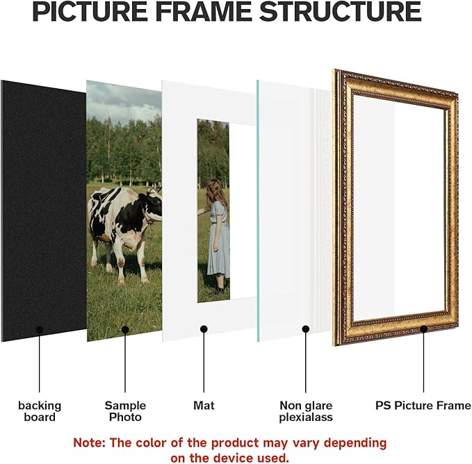 12x16 Antique Bronze Vintage Picture Frame, Ornate Vintage Picture Frames for Wall or Tabletop Display, 12 x 16 Photo Frame with Real Glass, Display Poster 8.5x11 with Mat or 12x16 without Mat for Antique Déco