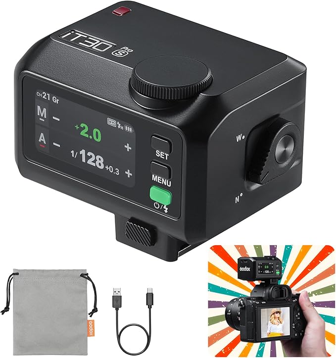 Godox iT30Pro-S Pocket TTL Flash for Sony Camera: 2.4G Wireless + Touchscreen (Equivalent to Built-in X3 Trigger), Li-ion Battery, HSS 1/8000s, 560 Flashes, Built-in Diffuser for Portrait Photography