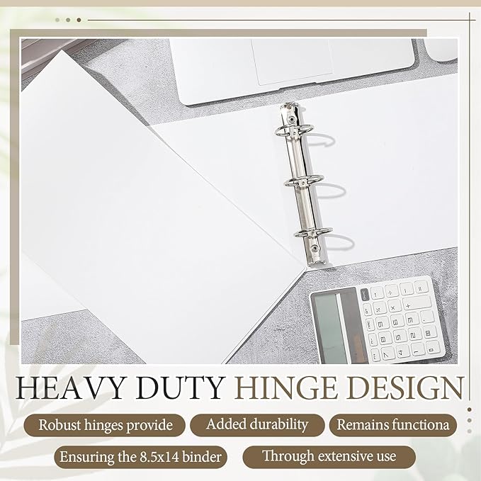 Humyoun 2 Pcs 8.5'' x 14'' Landscape 3 Ring Legal Size Binders 2 Inch Round Ring Binders Heavy Duty Economy Holds 8.5 '' x 14'' Paper for Artwork Blueprints, Office, Home, Work Places (White)
