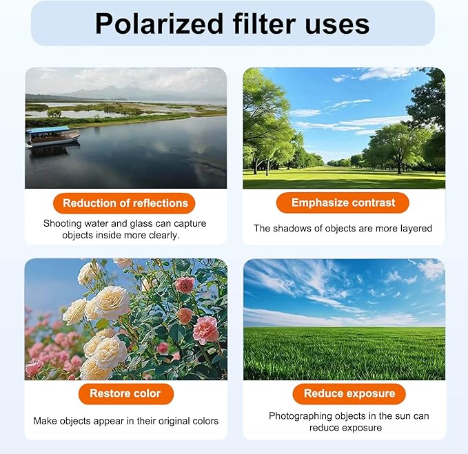 STARGAZ 52mm Clip-On CPL Phone Camera Filter, Circular Polarizer Filter with Upgraded Clip, Cpl Filter for iPhone 15 14 13 12 Pro Max, Samsung BLU Moto Google TCL Phone Xiaomi and Other Smart Phoness