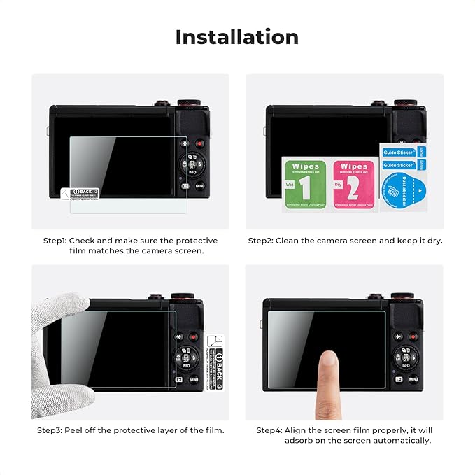 K&F CONCEPT 3 Pack Camera Screen Protector Compatible with Canon G9X II G9X G7X III G7X II G7X G5X II G5X, 0.3mm 9H Hardness Tempered Glass Cover Anti-Scratch Bubble-Free