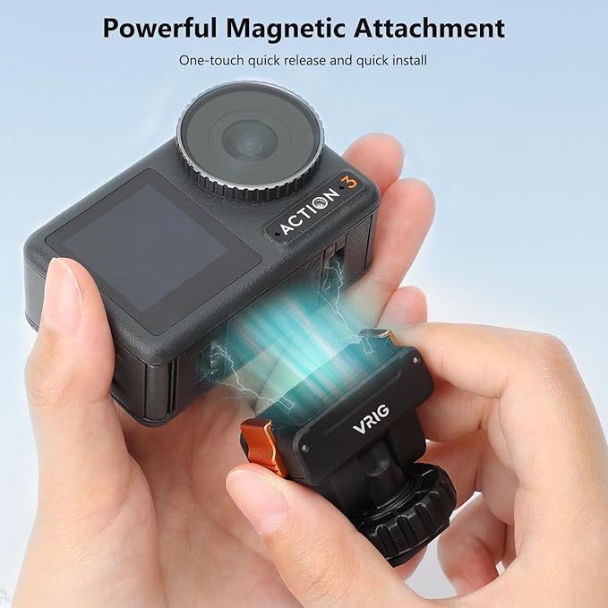 VRIG Cold Shoe Adapter Mount with Magnetic Quick Holder for DJI Osmo Action 5Pro, 180 Tilt Adjustable,Tripod Mount for Osmo 360,Cold Shoe Camera Adapter with 1/4" Screw Hole for Action 4/3