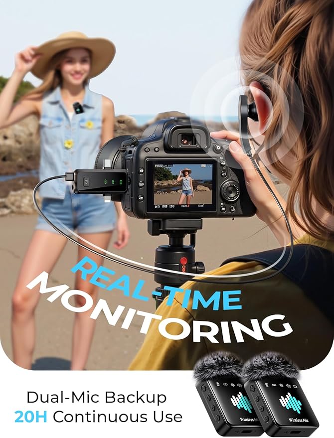 Wireless Lavalier Microphone for iPhone: Mini Microphone Noise Reduction - 328ft Transmission & 20H Battery Life for Video Recording, 3-in-1 Universal Camera & Android, Clip,Valentine's Day
