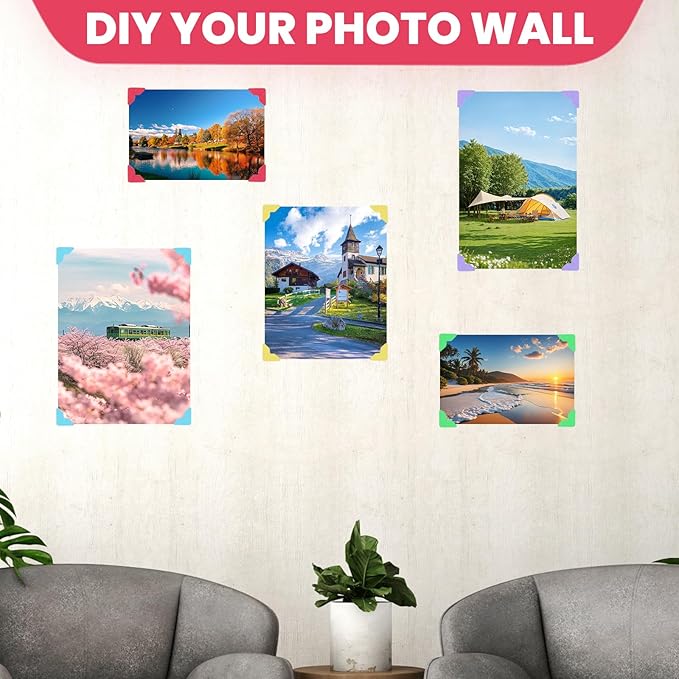 480pcs Scrapbook Photo Corners, Self-Adhesive Photo Corners for Scrapbooking, Scrapbook Photos Corner Stickers for Albums, DIY Craft, Memory Book, 10 Colors