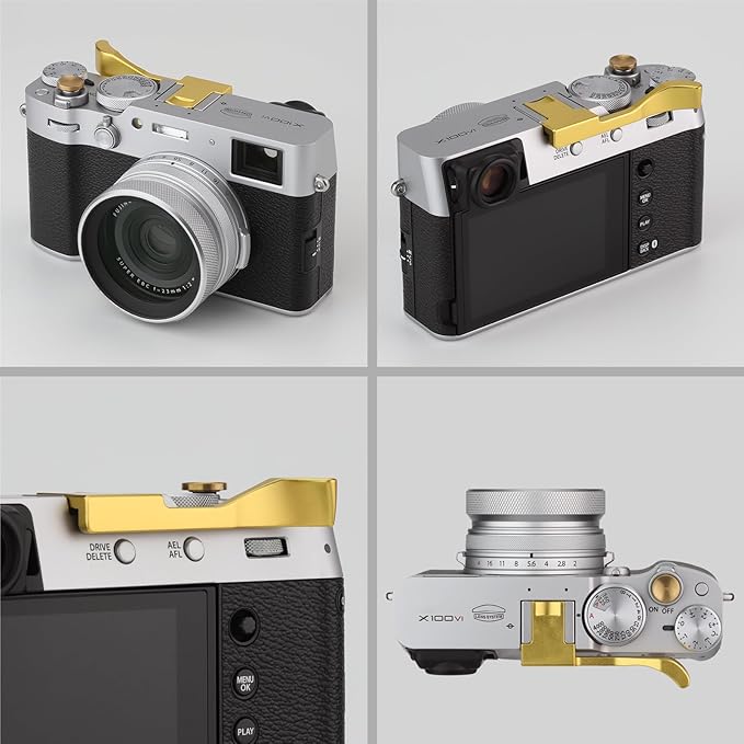 Haoge THB-XVG Metal Thumb Up Rest Hand Grip for Fujifilm X100VI Fujinon X100V Camera Accessories Gold Hot Shoe Thumb Up