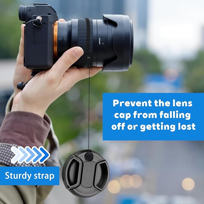 5 Pack Lens Cap Leash, Lens Cap Keeper, Camera Lenses Caps Leash with Elastic for Mirrorless Camera Lenses