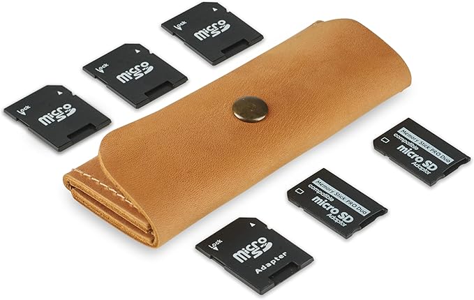 MAKYN Leather SD/Micro SD Card Holder & Organizer, Storage Case, Travel Memory Card Cover (Vintage Brown)