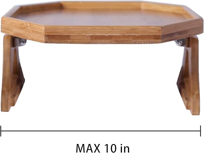 Xchouxer Side Tables Natural Bamboo Sofa Armrest Clip-On Tray, Ideal for Remote/Drinks/Phone