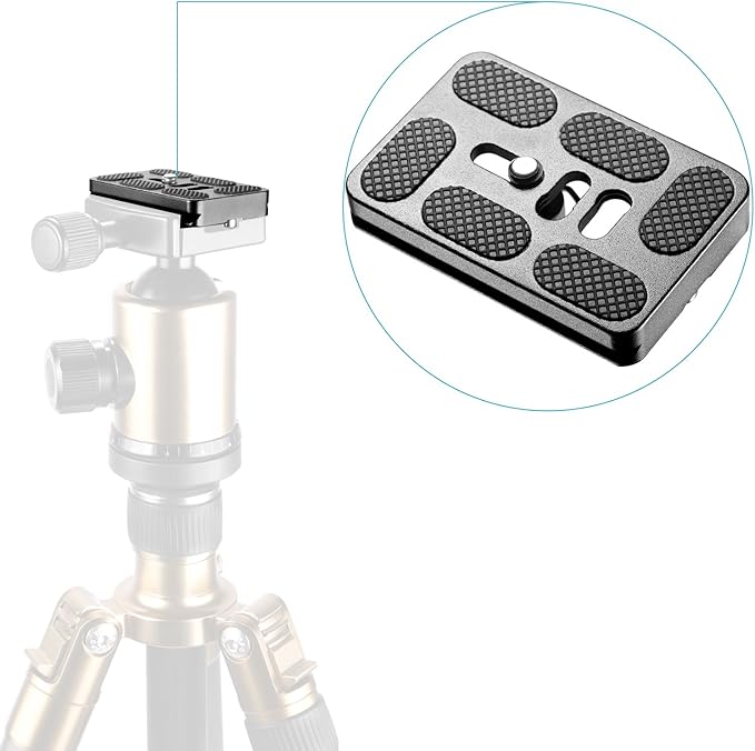 Neewer 2 Pieces Metal PU-60 60 Millimeter Universal Quick Shoe Plate with 1/4 inch Screw, for Camera Tripod Ball Head(Black)