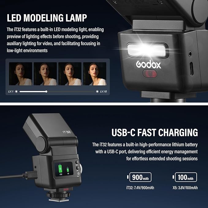 Godox IT32 TTL Camera Flash for Nikon with X5N Trigger & Diffuser kit,Magnetic Hotshoe & Trigger 2-in-1,2.4G Wireless,HSS 1/8000s,GN18,LED Modeling Lamp,Colorful Touch Screen,Rotatable Flash Head