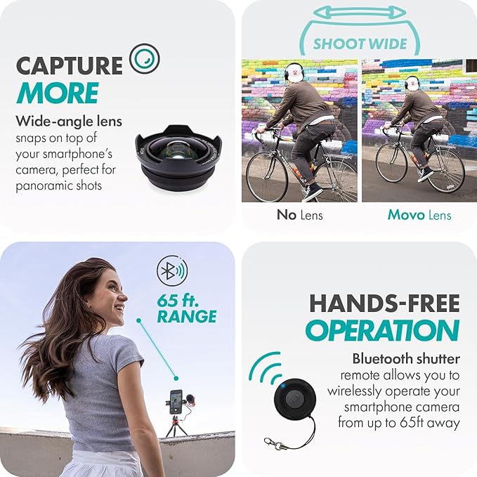 Movo iVlog1-IP Vlogging Kit for iPhone 15/16/17 and up - USB-C Compatible YouTube Starter Kit - with Shotgun Microphone, Mini Tripod, LED Light, Wide-Angle Lens, USB C Adapter, VXR10-PRO