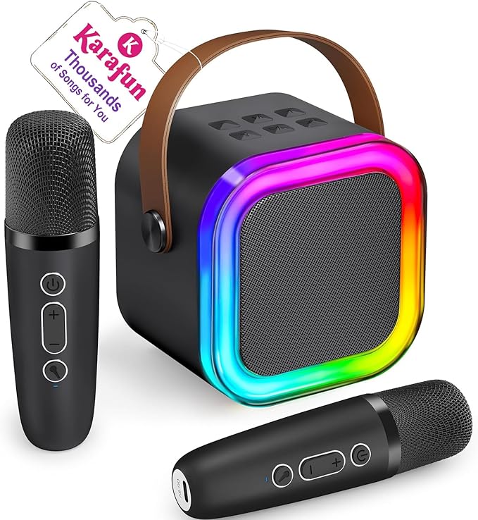 Mini Karaoke Machine for Kids, 2026 TOP Toys Birthday Gifts Ideas for Girls Ages 4, 5, 6, 7, 8, 9, 10, 12+ Years Old, Portable MP3 Player with 2 Wireless Mics for Family Home Party