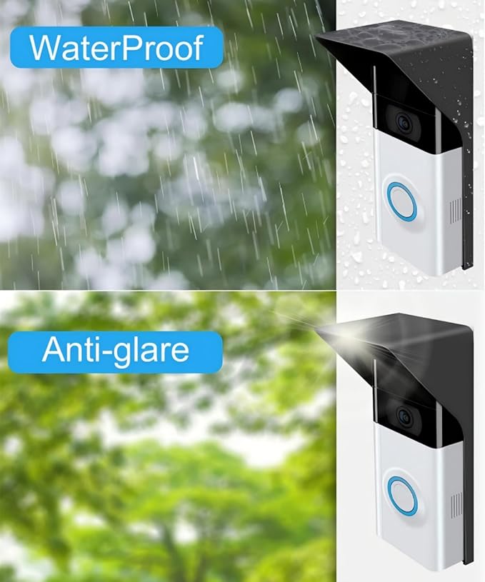 Doorbell Rain Cover Bracket kit Compatible with Video Doorbells 2/3/3Plus/4, Video Doorbell Mounting Plate Bracket Wedge Kit Rainproof and Anti Glare