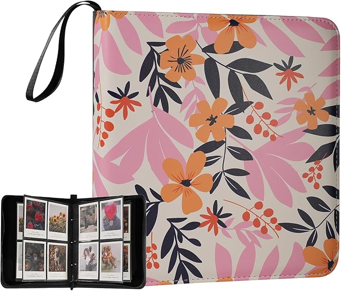 240 Pockets Portable Binder Photo Album Book For i-Type Square Polaroid Photos and Instax Wide Film Pictures (Exotic Floral)