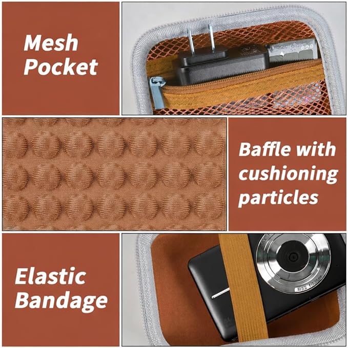 Digital Camera Case for CAMKORY/for Kodak Pixpro/for VAHOIALD/for Sony DSCW800 830/ for Canon PowerShot 180 190. Kids Vlogging Cameras Storage Holder for Accessories (Box Only)-Brown