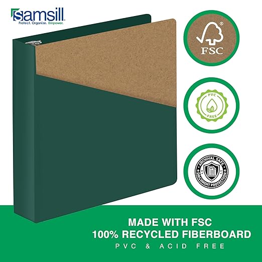 Samsill Durable 2 Inch Binder, Made in The USA, D Ring Binder, Customizable Clear View Cover, Forest Green, Holds 475 Pages