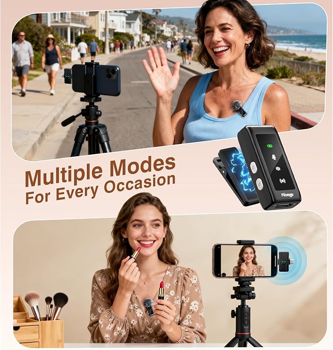 K80 Professional Mini Wireless Lavalier Microphone for iPhone Android Tablets (Lightning/USB C), Noise Reduction & Voice Changer, Magnetic Mini Lav Mic Lapel Clip on Mic for YouTube, TikTok, Vlogging