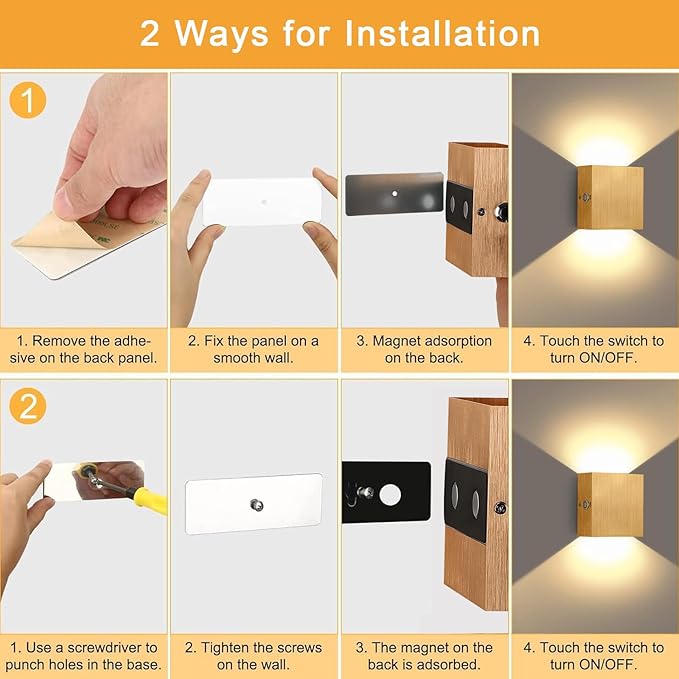 Lightess RGB Rechargeable Wall Sconces Set of Two with Remote Control, 13 Colors LED Cordless Wall Lights, Dimmable Wall Lamp for Bedroom, Living Room, Hallway (Gold)