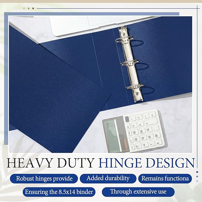 Humyoun 2 Pcs 8.5'' x 14'' Landscape 3 Ring Legal Size Binders 2 Inch Round Ring Binders Heavy Duty Economy Holds 8.5 '' x 14'' Paper for Artwork Blueprints, Office, Home, Work Places (Blue)