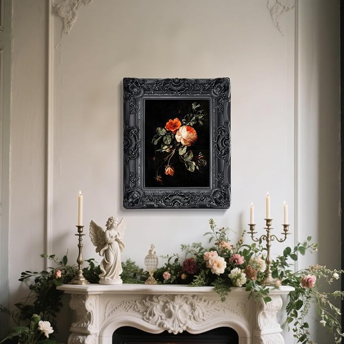 16x20 Black Frame,Gothic Ornate Large Picture Frame for Vintage Wall Hanging,Home Decor,Photo Display,Art