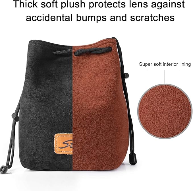 S-ZONE Soft Camera Bag DSLR Insert Handbag Drawstring Lens Case Compatible with Canon Nikon Sony