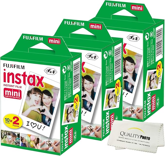 Fujifilm INSTAX Mini Instant Film (White) for Fujifilm Mini 8 & Mini 9 Cameras w/Microfiber Cloth by Quality (60)