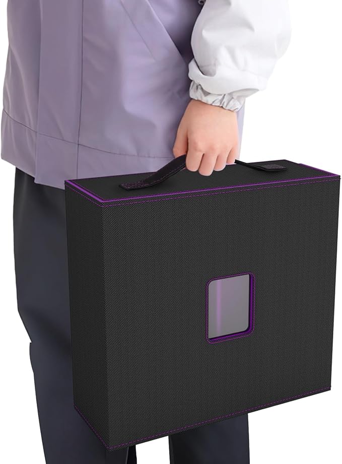 Trading Card Storage Box - 3200+ MTG Deck Box with Commander Display & Portable Handle, 4-Row Card Case Compatible for MTG/TCG/Magic Cards, 30 Colorful Divider, 8 Card Supporters (Black & Purple)