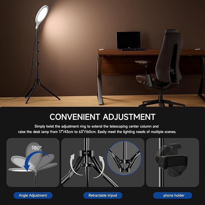 Ring Light Tripod for iPhone, 10" Selfie Ring Light with Tripod Stand and Phone Holder, Professional LED Circle Lighting for Video Recording, Conferencing, Makeup, Streaming, Tiktok, YouTube