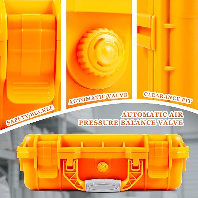 Relaxweex 1 Pcs 16.3 x 12.4 x 6.5 Inch Waterproof Hard Case with DIY Customizable Foam Insert Portable Protective Case with Knife for Camera Drones Equipments Tools Test Instruments (Orange)