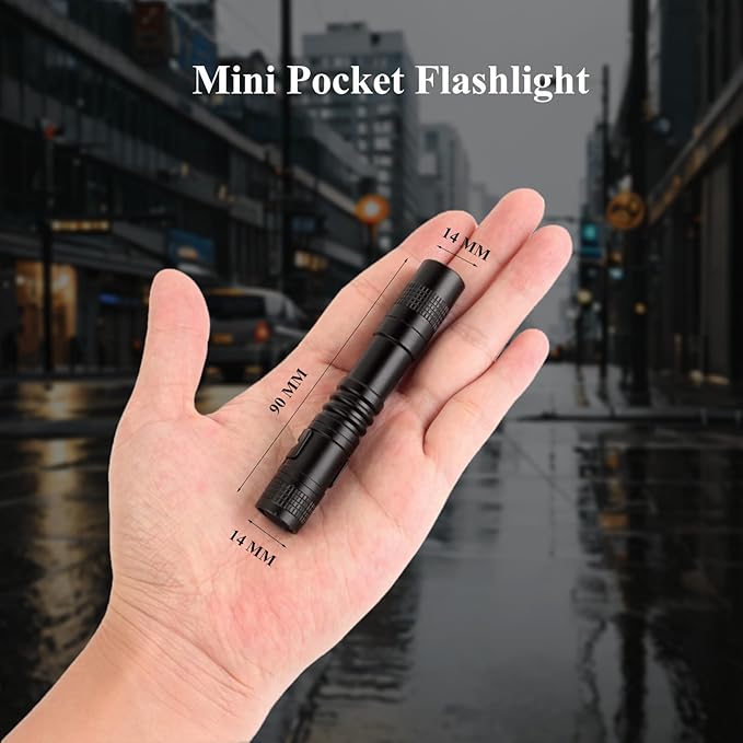 Mini Flashlight, 8 Pack Pocket Flashlight, Small Pen Light Flashlights with Clip, AAA Battery Powered Portable Pen Flashlights Ideal for Emergency Repair Camping and Outdoor Use White Light