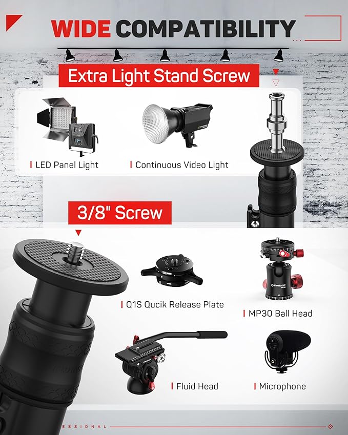 IFOOTAGE RB-A400 Round Base Light Stand Monopod, 79" Tripod Monopod for Cameras, Lights, Webcam, Live Streaming, Vlogging, Payload 22LBS