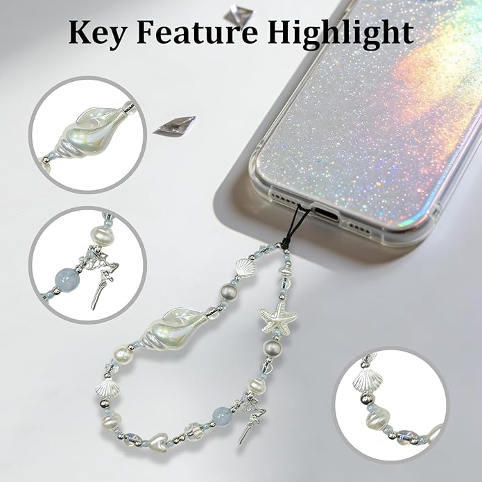 Beaded Camera Wrist Strap, Phone Wristlet Charm Lanyard, Cute Digital Camera Charm Lanyard,Strap Beaded Camera Chain for Phone Bag Keychain Accessories
