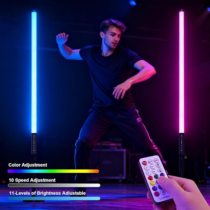 6Pack 4ft RGB Tube Light Portable 5000mAh Battery Powered with Stand Handheld Color Neon Light Bar LED Video Light with Bag for Photography DJ Dance Party Stage Painting Photo Booth Lighting