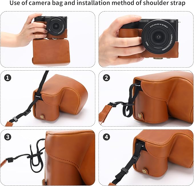 Hargedis for Sony ZV-E10 II case Premium PU Full Body Leather Camera Case Bag for Sony ZV-E10 II Fit 16-50mm Lens with Camera Shoulder Strap