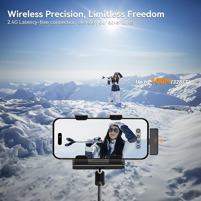 LEVN Wireless Microphone for iPhone/Android/PC, USB-C/Lightning Plug & Play, AI Noise Cancel, 328ft Range, 30H Battery Life with Charging Case, iPhone Microphone for TikTok, YouTube, Vlogging