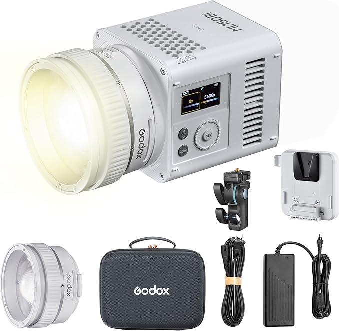 GODOX ML150BI LED Video Light BI-Color 2800K-6500K,Portable Handheld Led Photo Monolight,CRI 96+ TLCI 97+,61054Lux@1m,Support NFC&APP, for Photographers,Filmmakers,Studios