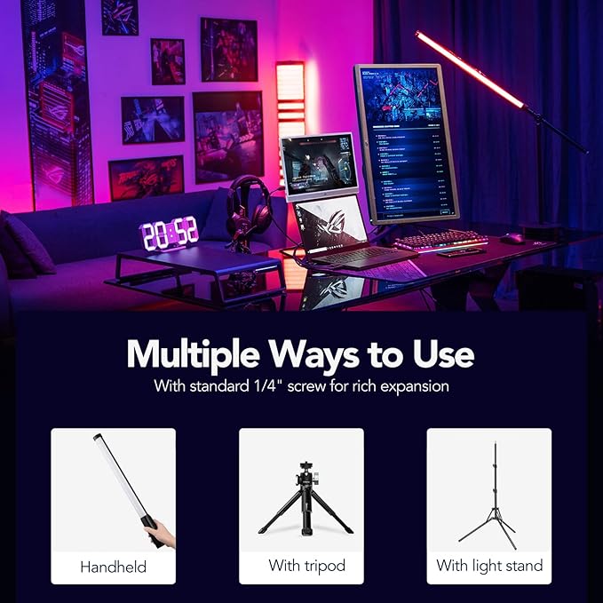 NA430 PRO RGB Light Wand Video Selfie Handheld Light Stick APP Control 2500k-9900K 24 Effects 2600mAh Rechargable for Photography Studio (NA430 PRO)