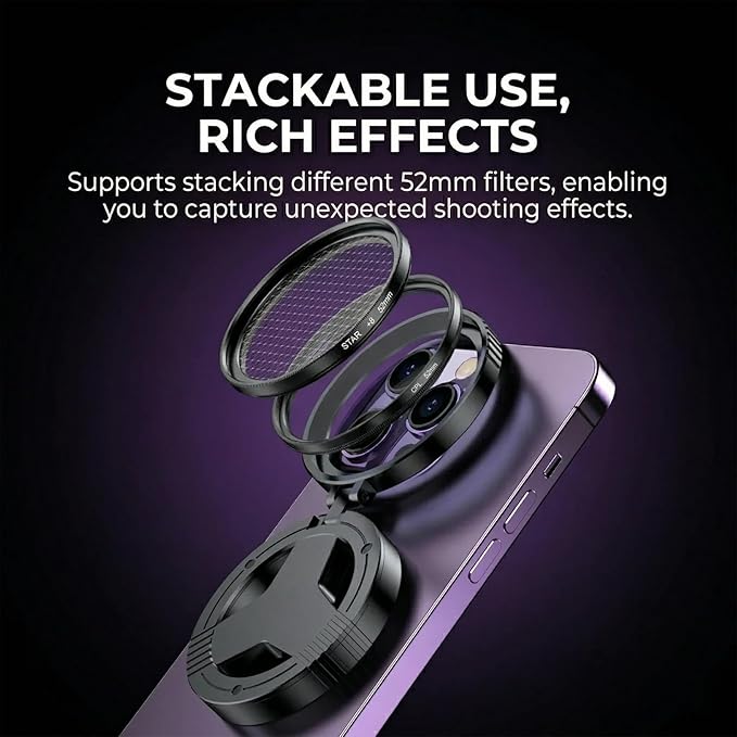 Anti-Glare Magnetic Phone Filter – Reduces Unwanted Reflections, Magnetic Phone Polarizer Cpl, Rotatable Expandable 52mm Circular Polarizer Polarizing Filter, Foldable Phone Filter Lens (2pcs)