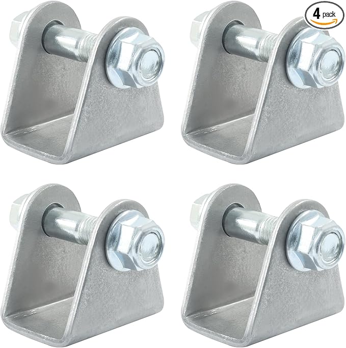4 Pack Universal Shock Mount Kit, Silver Steel ATV Dirt Bike Shock Mounting Brackets with Hardware, U Shape Suspension Bracket for Go-Karts Motorcycles
