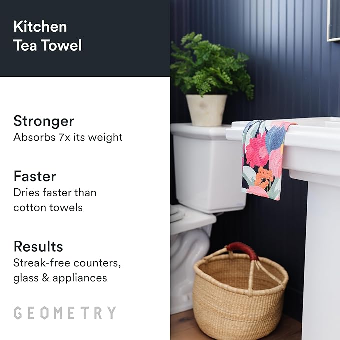 GEOMETRY Kitchen Tea Towels - Quick Dry Microfiber Dish Towels for Kitchen Diedre, 18" x 30" 1 Pack