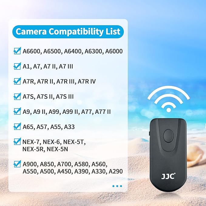 JJC Wireless Infrared Shutter Release Remote for Sony A6600, A6500, A6400, A1, A7 III, A7R IV, A7S III, A9 II, A99II, NEX-6, NEX-7 - Replaces Sony RMT-DSLR1 & RMT-DSLR2 Remote