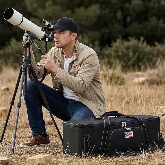 40.8" Astronomical Telescope Case, Large Telescope Travel Bag Soft Padded Telescope Accessories Carrying Case with Telescope, Tripods, Light Stands, Telescopes Tube, Camera, Studio Equipment