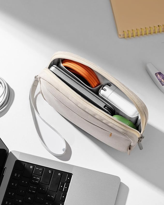 Inateck Electronics Organizer Travel Case, Water-resistant Cable Organizer Pouch, Multi-purpose Accessories Carry Case for Cord, Charger, Cables, Phone, USB Drive, Beige, Small