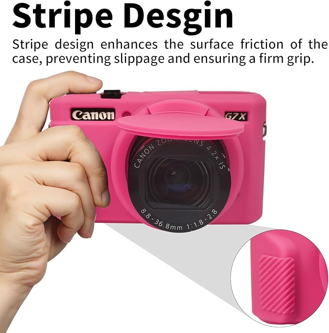 G7X Mark II Case, Protective Case for Canon Powershot G7X Mark II Digital Camera, Removable Lens Cover Silicone Sleeve Soft Camera Cover Rubber Protective Body Skin- Rose